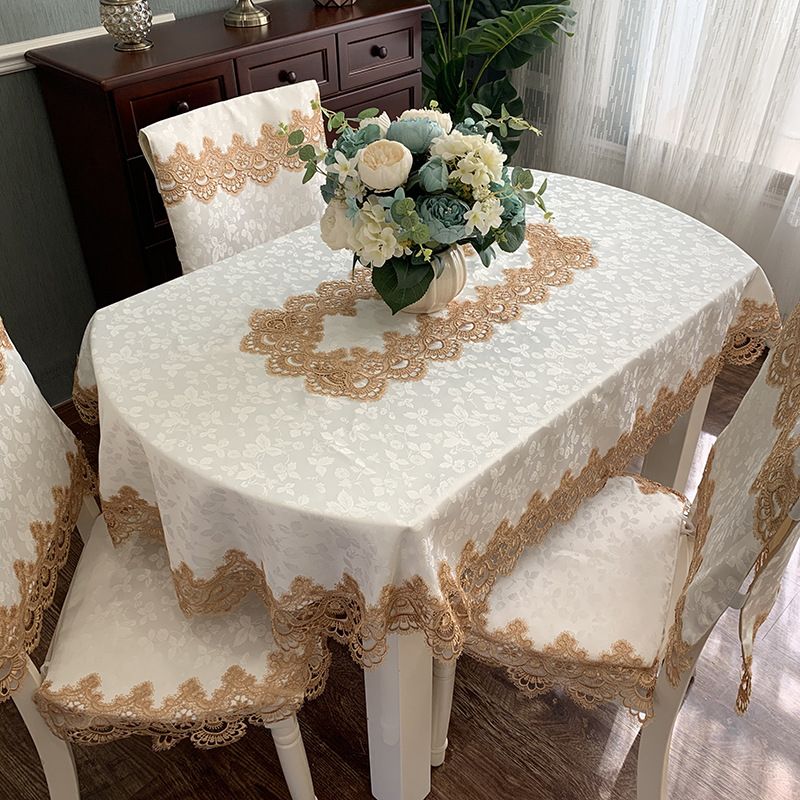 Oval Table Cloth Embroidered Fold Tea Table Europe Dinning Table Cover Tablecloth Table Splicing Lace Art Dust Cover Chair Cover HM51G
