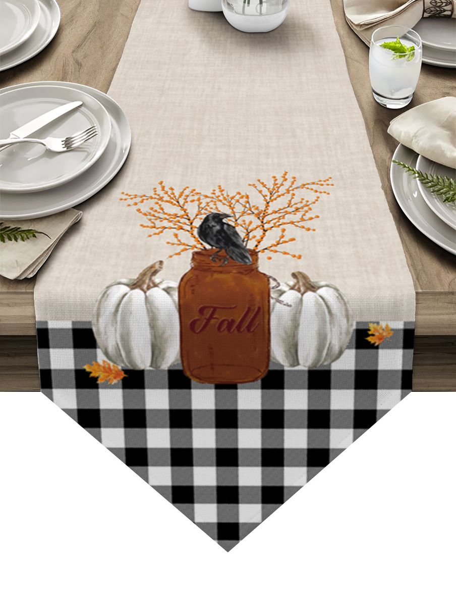 Thanksgiving Autumn Pumpkin Vegetables Table Runner Thanksgiving Decorations For Home Wedding Party Home Table Cover WXF05573