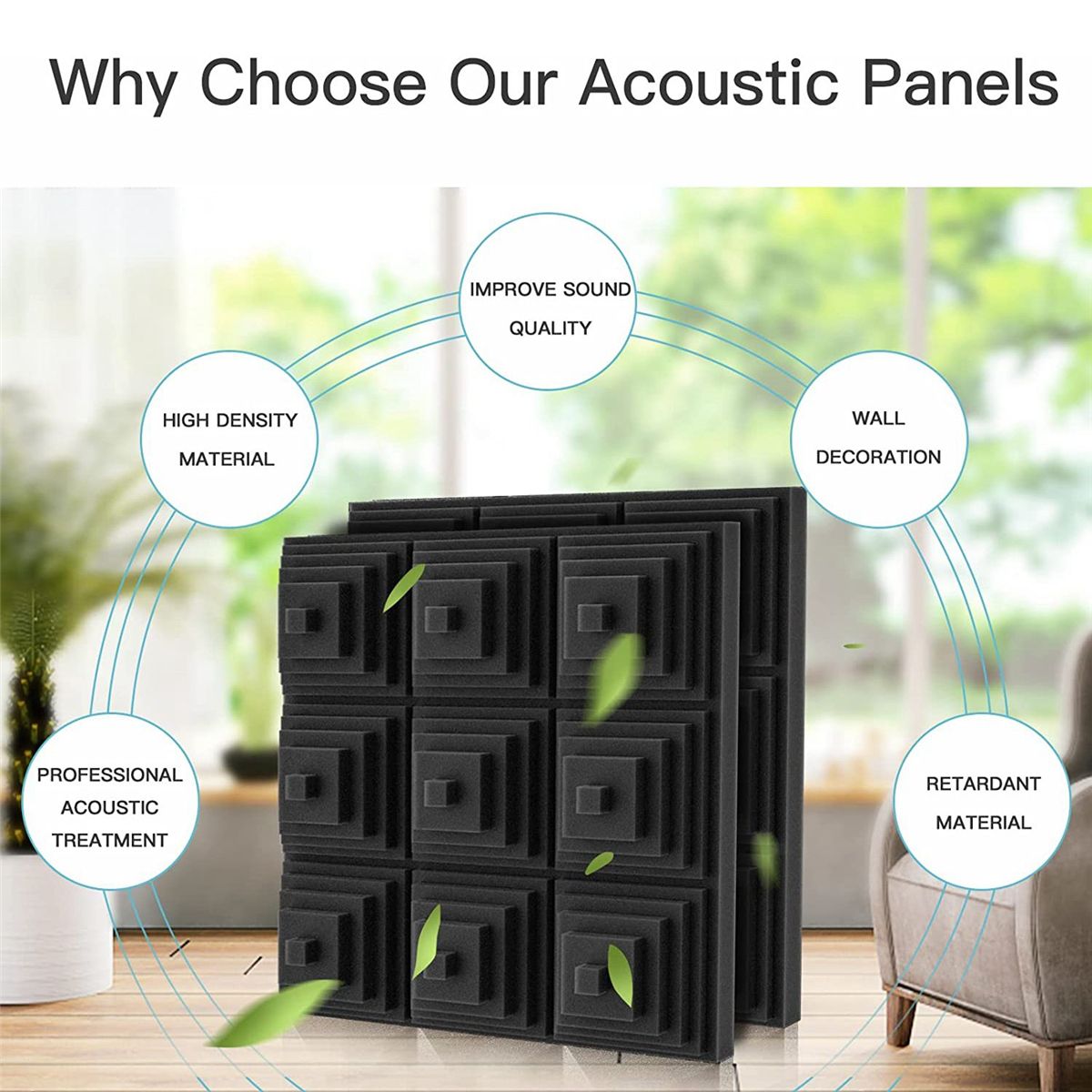 12 Pack Sound Proof Acoustic Foam Panels2x12x12 Inch Soundproof Wall PanelsSound Absorbing Foam for Game RoomBedroom