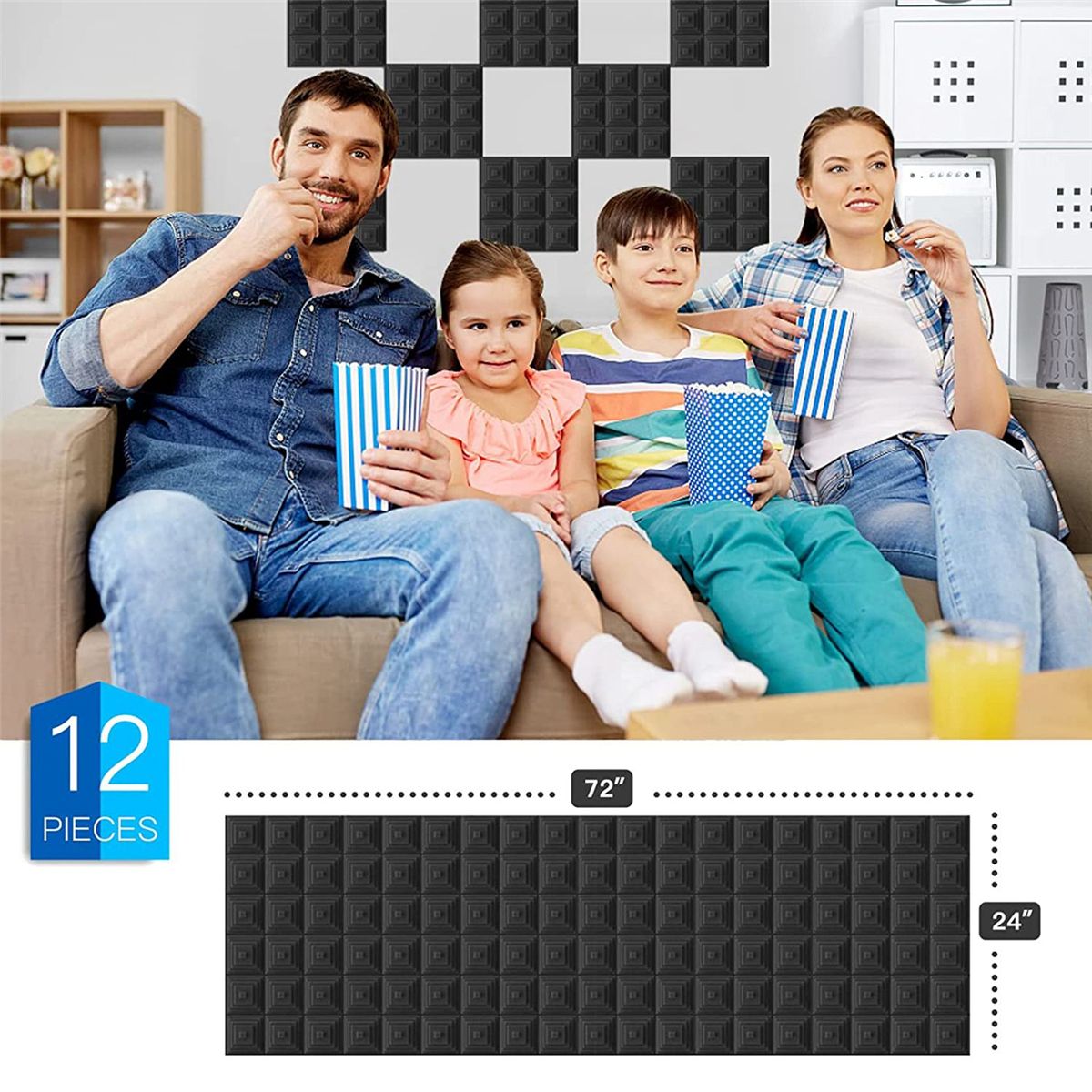 12 Pack Sound Proof Acoustic Foam Panels2x12x12 Inch Soundproof Wall PanelsSound Absorbing Foam for Game RoomBedroom