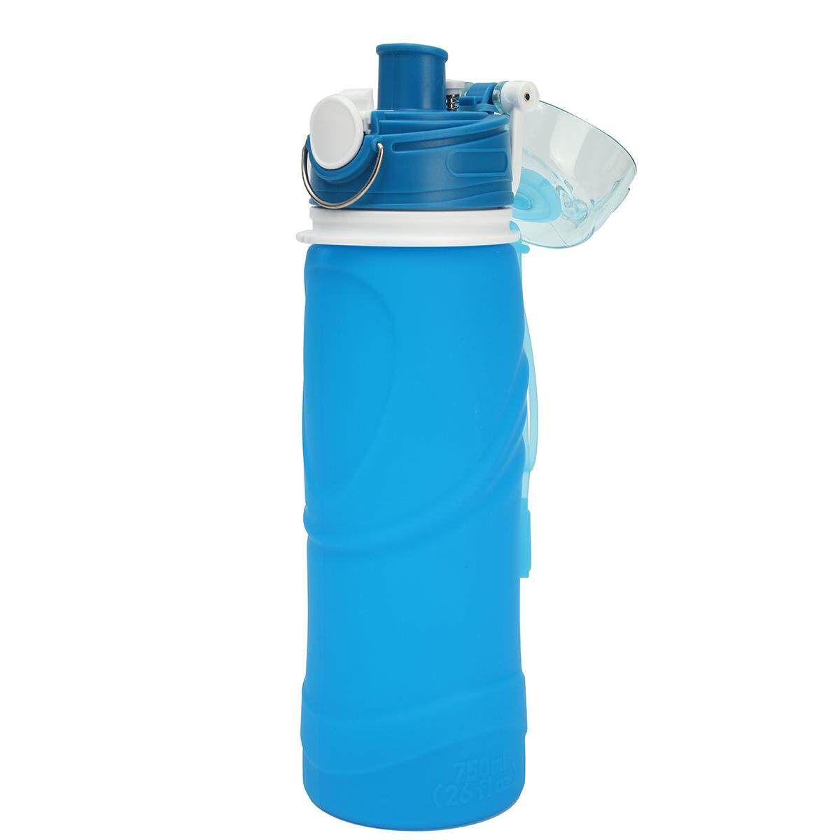 750ml Portable Collapsible Silicone Travel Foldable Water Bottle Handy Drink Cup Blue (blue)