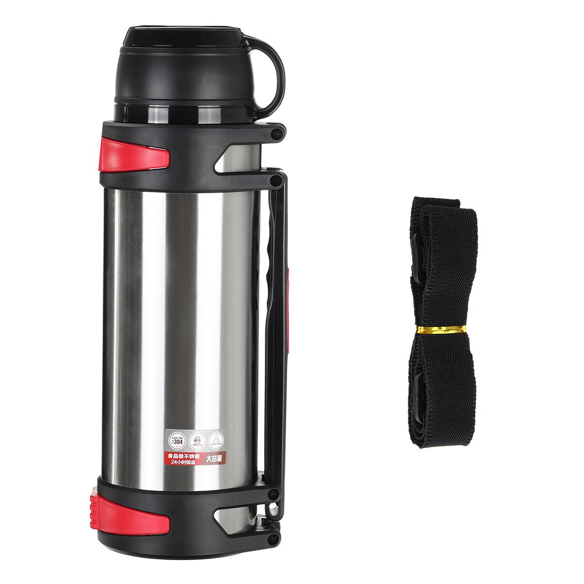 3000ML Large Capacity 36H Keep Hot & Cold Coffee Tea Soups Water Bottle Cups Mug With Carrying Strap Stainless Steel Thermos Flask Double Wall Stainless Steel Vacuum Flask Insulated Cup Portable For Travel Outdoor Kids Studen