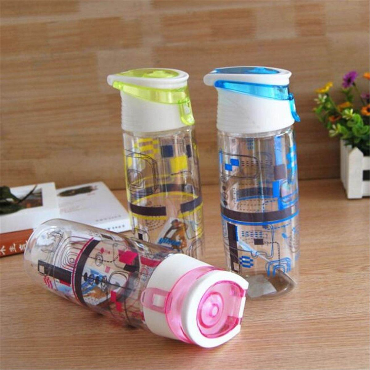 600ML School Camping Outdoor Travel Kids Water Bottle Drinks Juice Cup Container NEW Pink