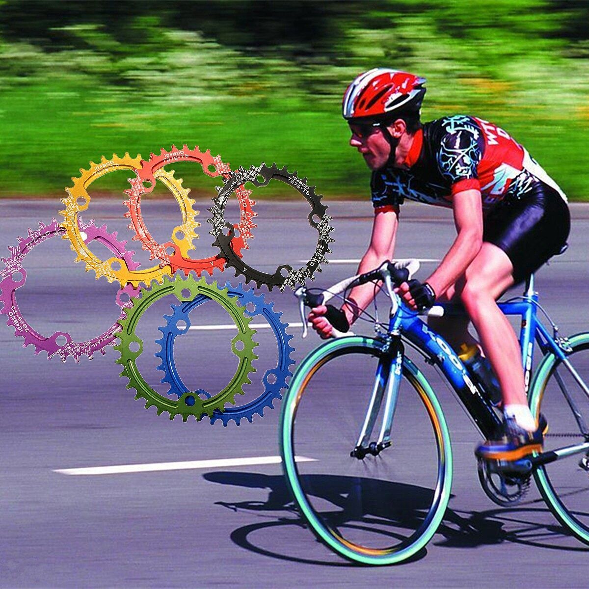 Bike Bicycle Chainwheel Cranksets Crankset Cranks 34T Aluminum Alloy Gold Golden