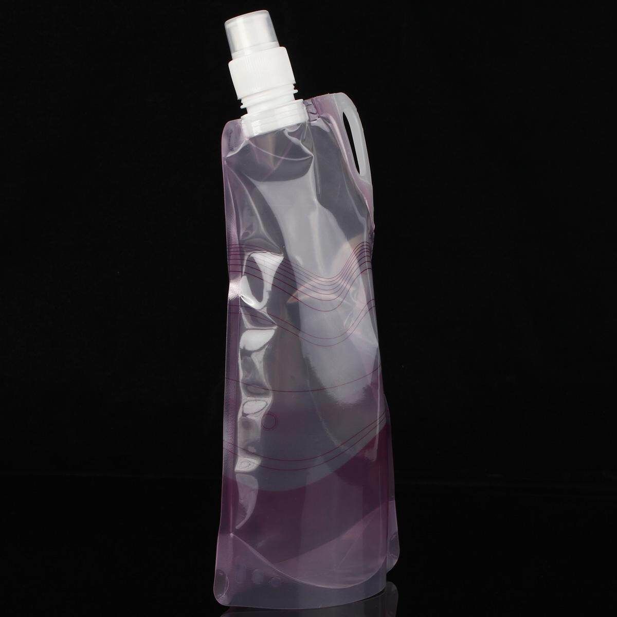 1L Foldable Portable Plastic Light Drinking Water Bottle Bag Pouch Bladder Sport Pink