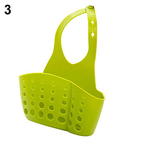 Sink Sponge Holder 2 Bags Holes Tap Hanging Strainer-Green