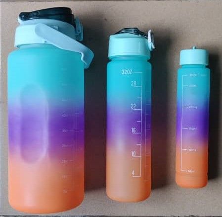 3 In 1 Motivational  Water Bottle With Stickers