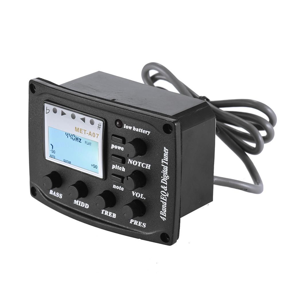 Acoustic Guitar 4-Band EQ Equalizer Tone and Volume Amplifier Preamp Piezo Pickup 6.35mm XLR with Pitch Note Notch Function Clear LCD Display