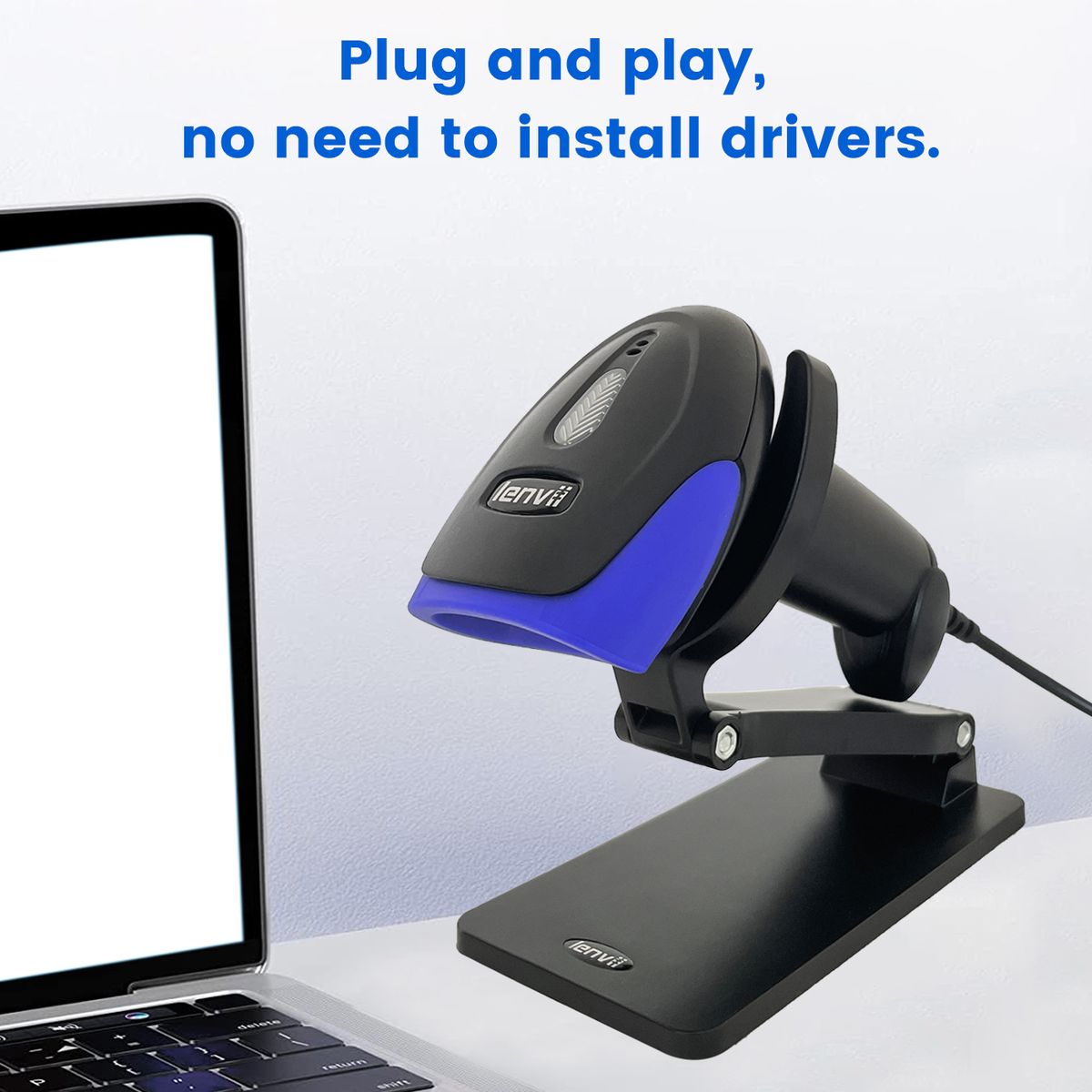 CW120 Hands-Free Wireless Barcode Scanner 2 In 1 Automatic Wired Barcode Scanner Handheld 1D Barcode Reader Rechargeable