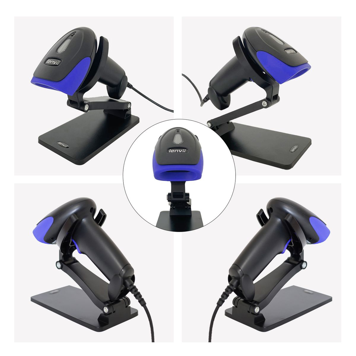 CW120 Hands-Free Wireless Barcode Scanner 2 In 1 Automatic Wired Barcode Scanner Handheld 1D Barcode Reader Rechargeable