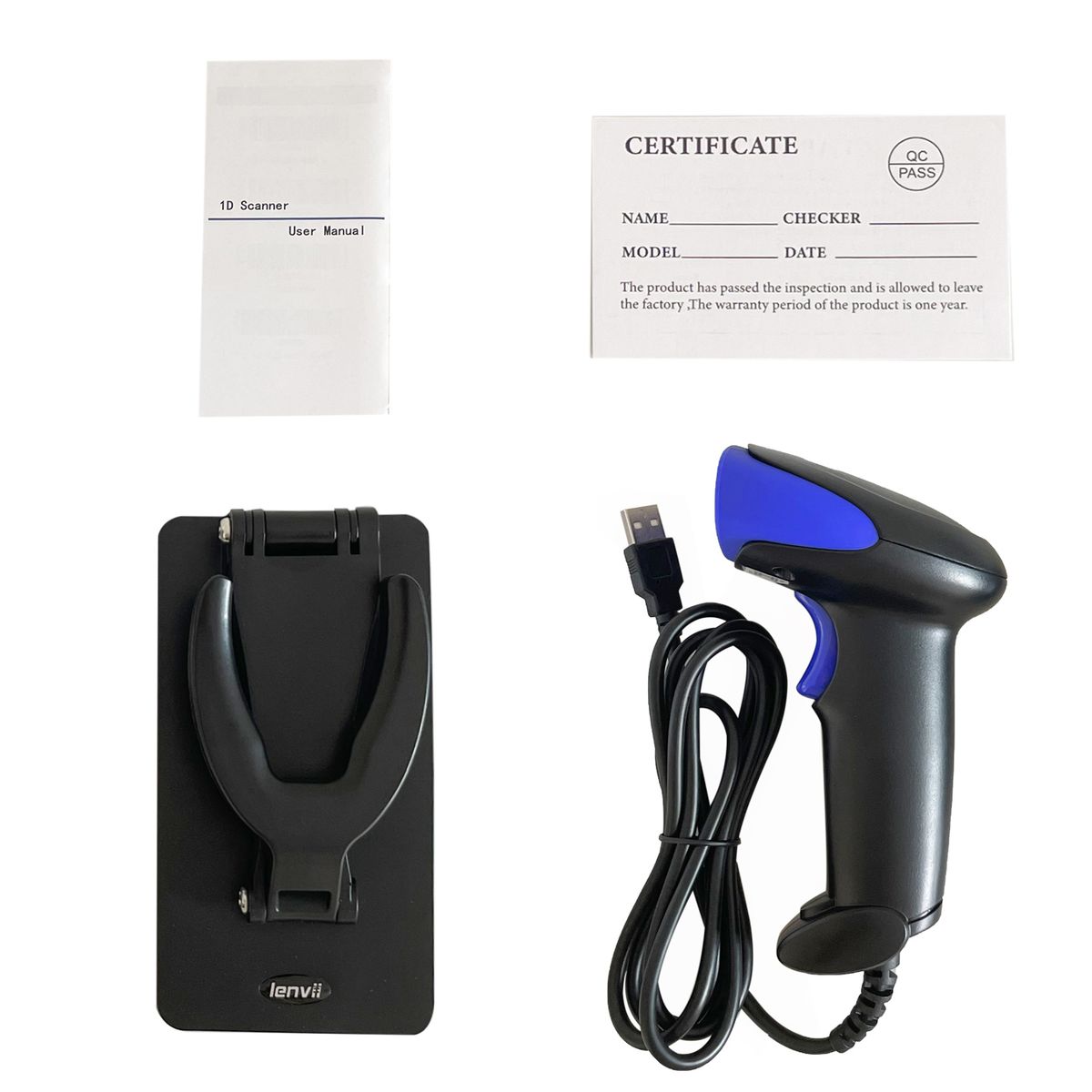 CW120 Hands-Free Wireless Barcode Scanner 2 In 1 Automatic Wired Barcode Scanner Handheld 1D Barcode Reader Rechargeable