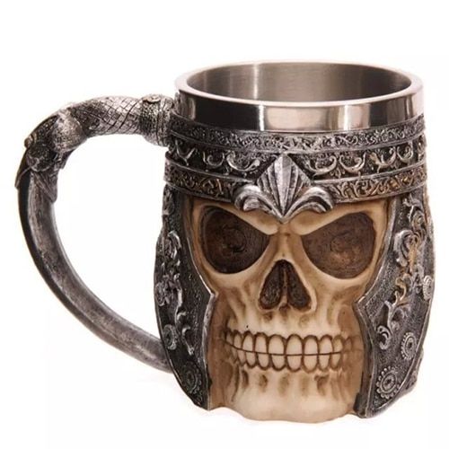 Skull Gift King Skull Coffee Beer Striking Warrior Helmet Gothic Tankard 3D Knight Viking Christmas Mug Drinkware Vessel Cup