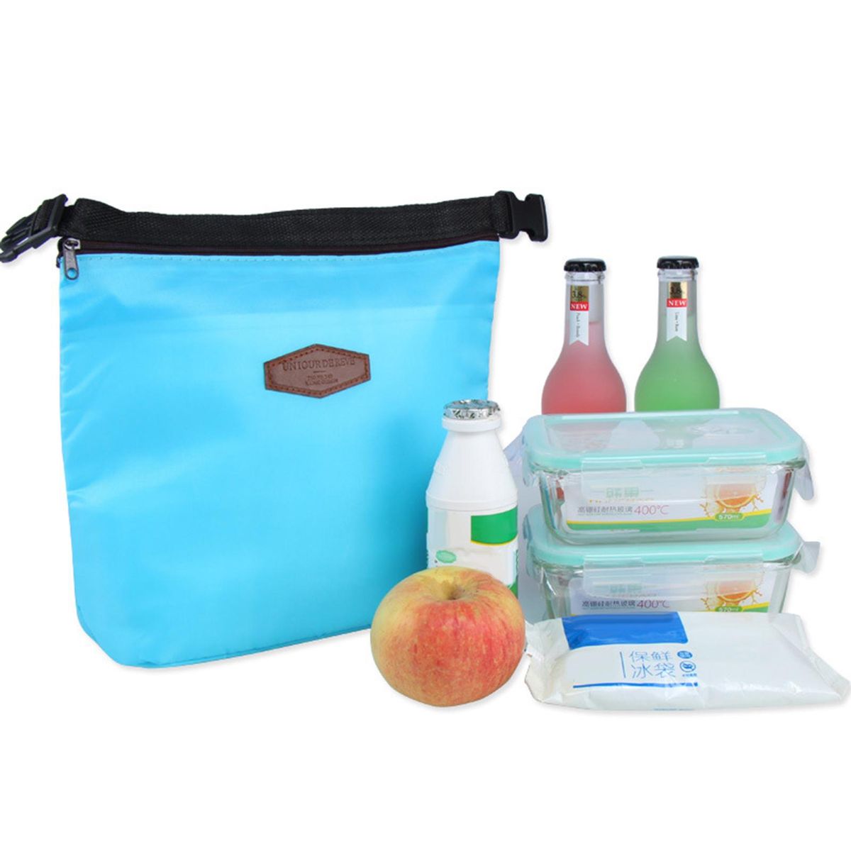 Insulated Lunch Bag School Students Thermal Bento Box Carrying Pouch Light Blue