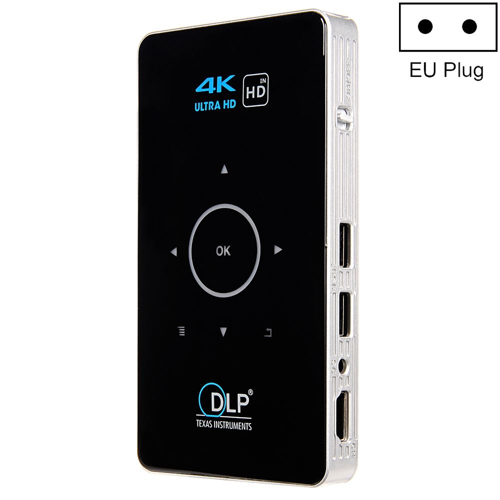 C6 2G+16G Android Smart DLP HD Projector Mini Wireless Projector: EU Plug (Black)