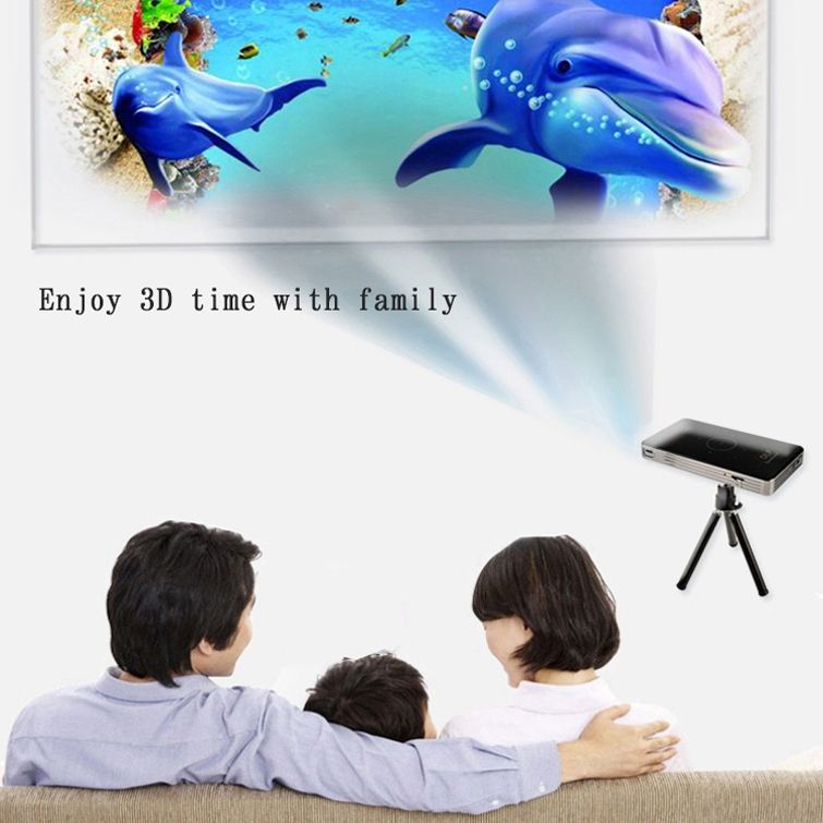 C6 2G+16G Android Smart DLP HD Projector Mini Wireless Projector: EU Plug (Black)