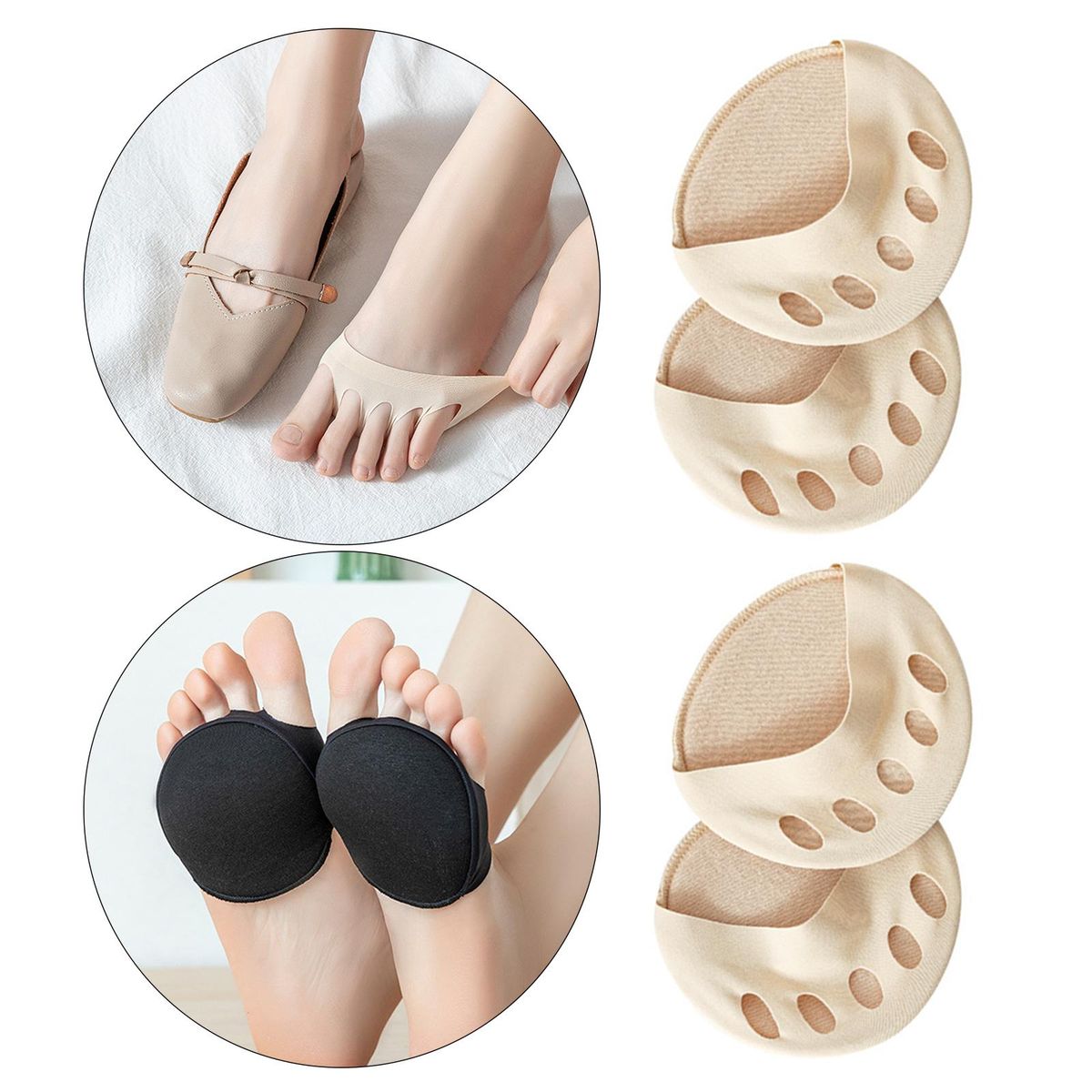4Pcs Metatarsal Pads Cotton Ball Of Foot Cushions Anti-Slip Skin