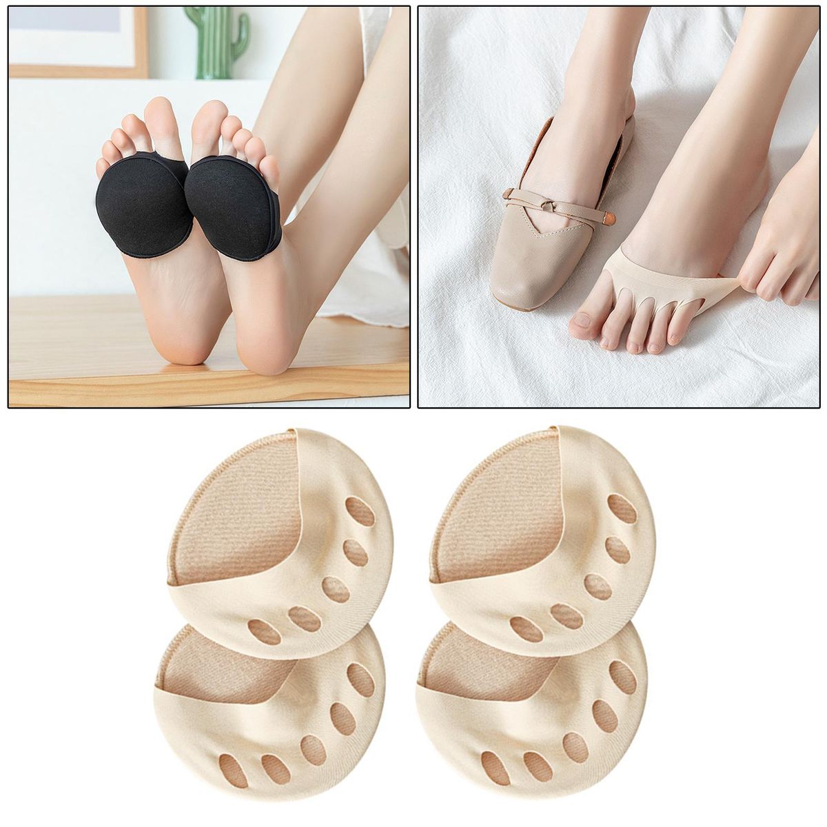 4Pcs Metatarsal Pads Cotton Ball Of Foot Cushions Anti-Slip Skin