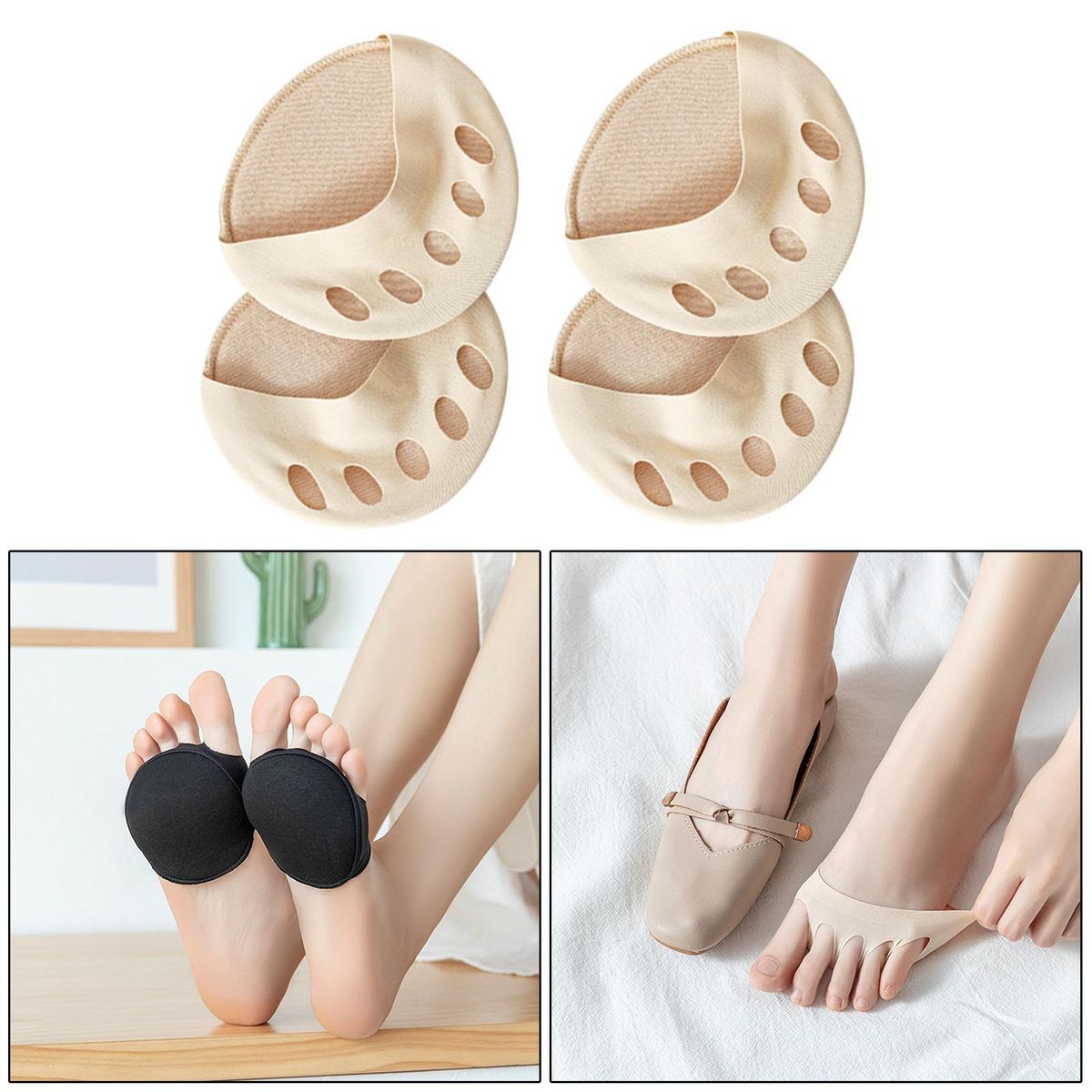 4Pcs Metatarsal Pads Cotton Ball Of Foot Cushions Anti-Slip Skin