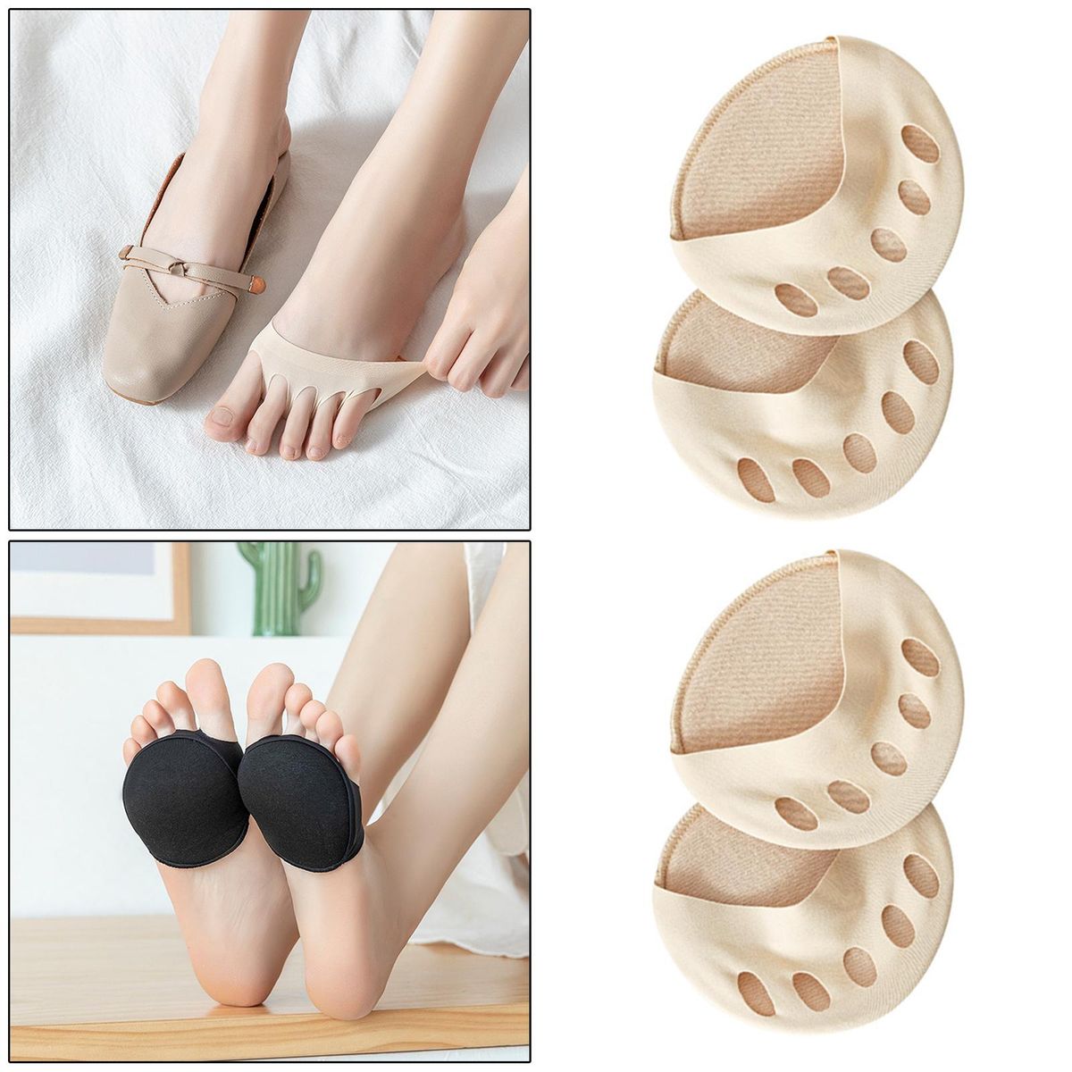 4Pcs Metatarsal Pads Cotton Ball Of Foot Cushions Anti-Slip Skin