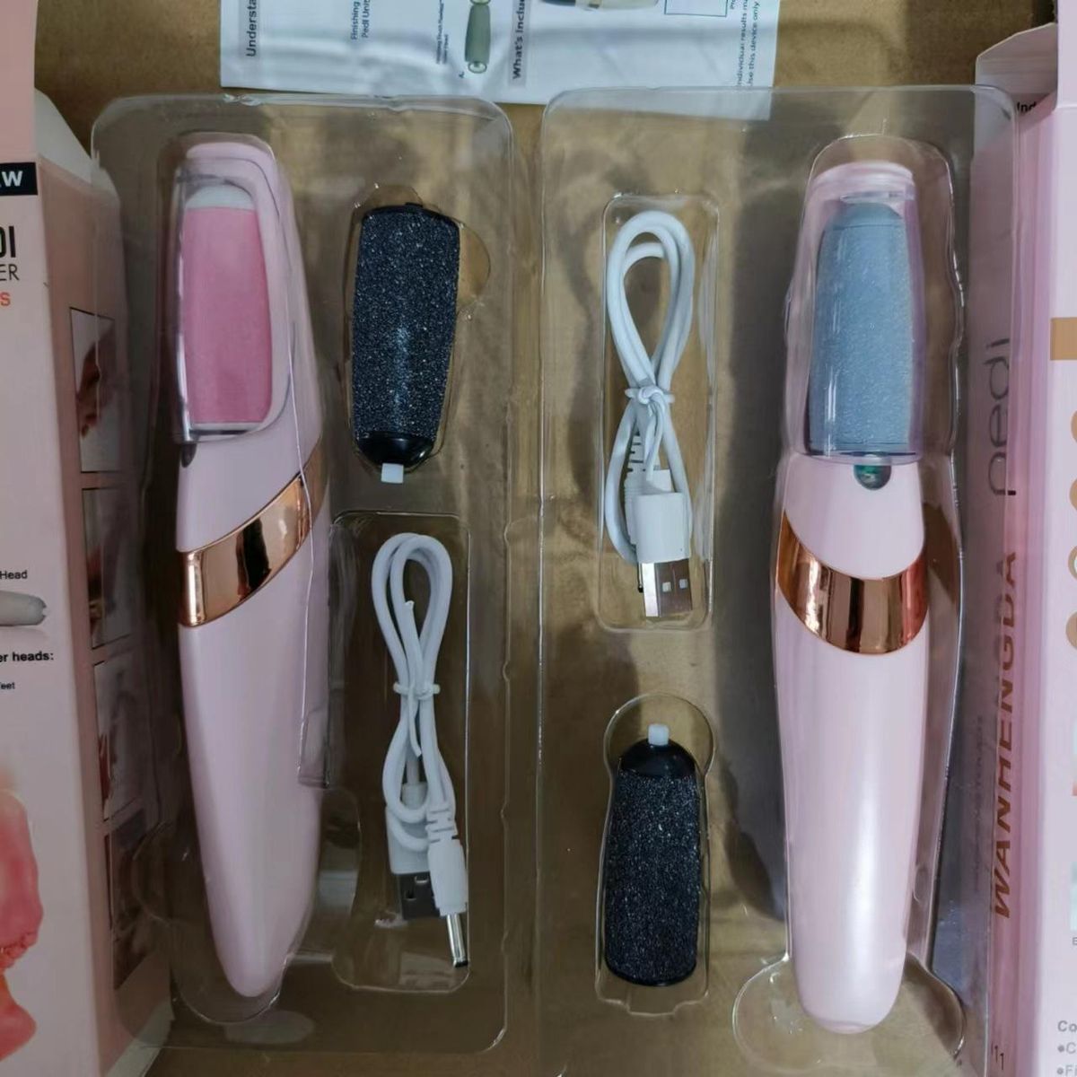 The new electric foot grinder beauty foot peeling machine automatically rubs feet calluses pedicure pedicure pedicure tool pedicure device Pink Boxed (gray black grinding head)