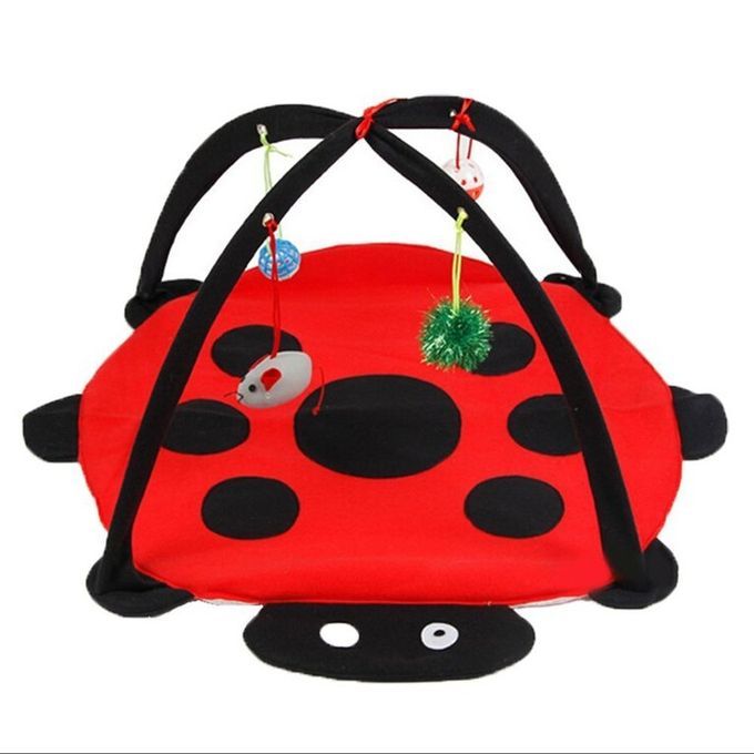 Pet Cat Bed Play Tent Toys Blanket House Furniture With Ball Red & Black
