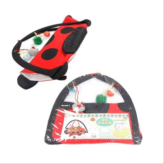Pet Cat Bed Play Tent Toys Blanket House Furniture With Ball Red & Black