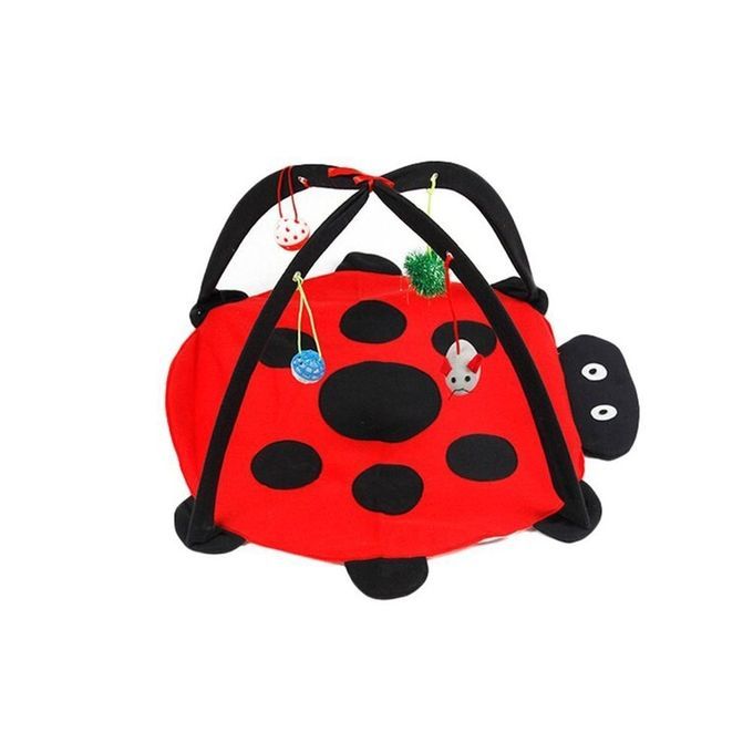 Pet Cat Bed Play Tent Toys Blanket House Furniture With Ball Red & Black