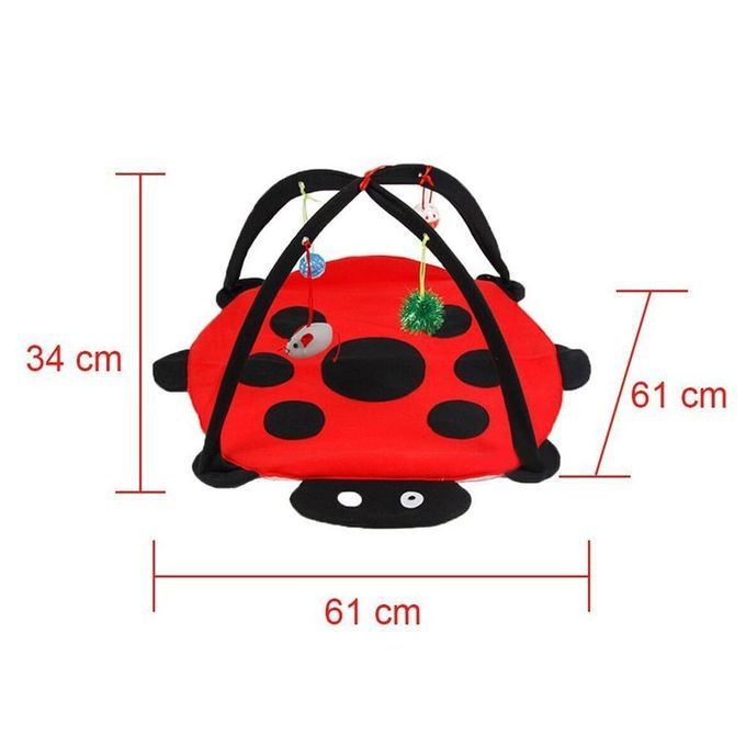 Pet Cat Bed Play Tent Toys Blanket House Furniture With Ball Red & Black