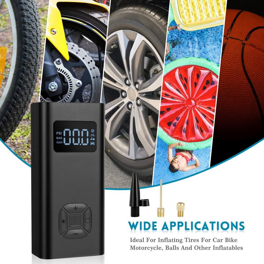 Wireless 150PSI Car Air Pump With LCD Digital Screen High Capacity Rechargeable Emergency Flashlight Type-C Charging Port