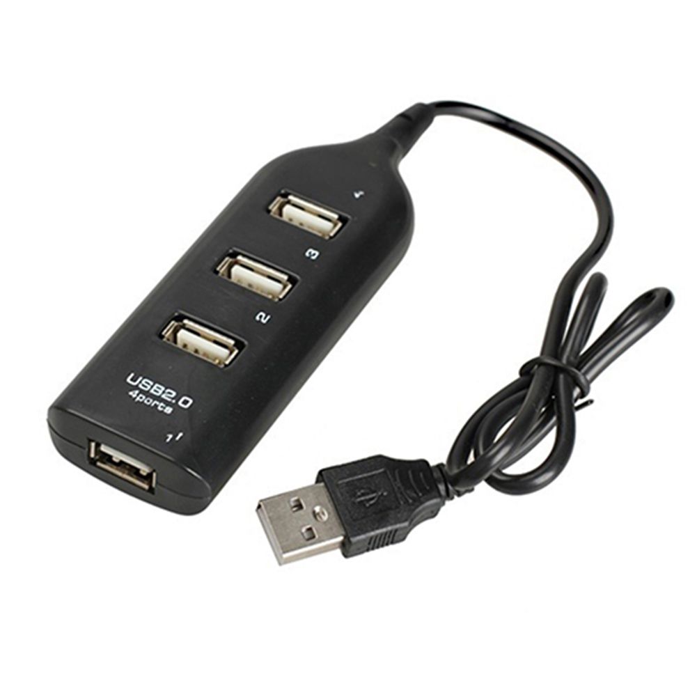 Black USB 2.0 Hi-Speed 4-Port Splitter Hub Adapter For PC