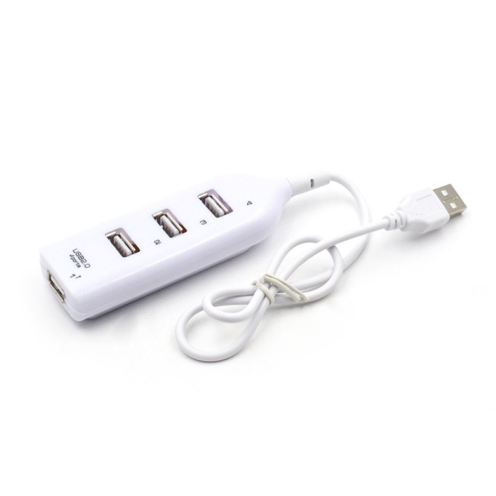 4 Ports High Speed USB 2.0 Hub Extension Splitter-White