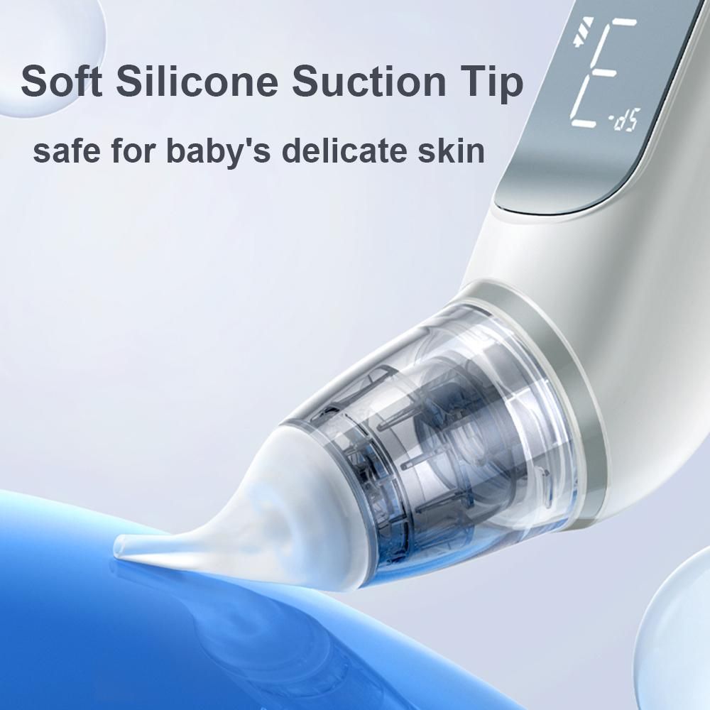 Portable Electric Baby Nasal Aspirator Baby Nose Sucker Nose Cleaner for Infants 3 Suction Levels Low Noise Anti-backflow Built-in Battery Colorful Light 10 Soothing Music with Storage Case 3pcs Silicone Suction Tips