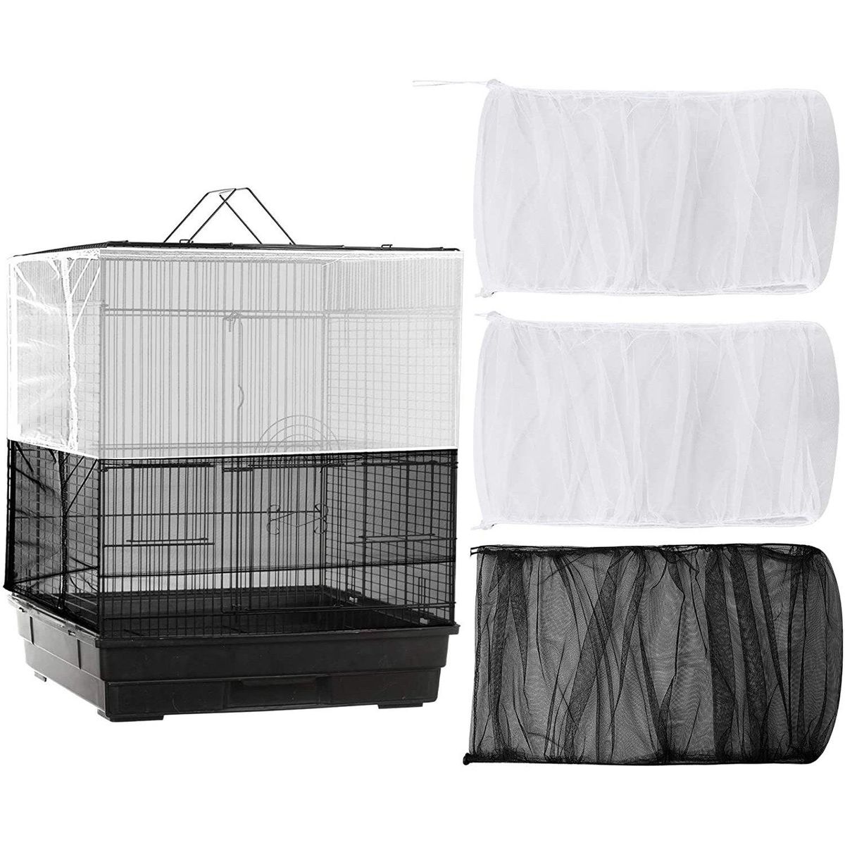 3Pcs Large Adjustable Bird Cage Cover Seed Feather Catcher