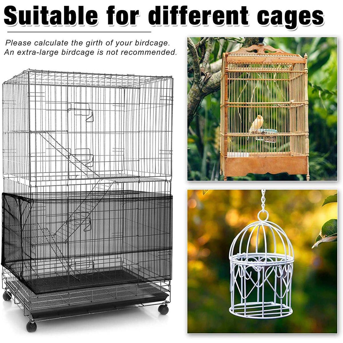 3Pcs Large Adjustable Bird Cage Cover Seed Feather Catcher