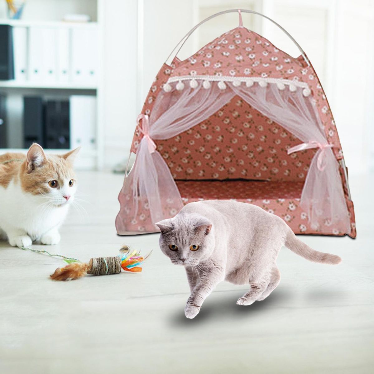Cat Bed For Indoor Pets, Machine Washable Cat Nest Cage For