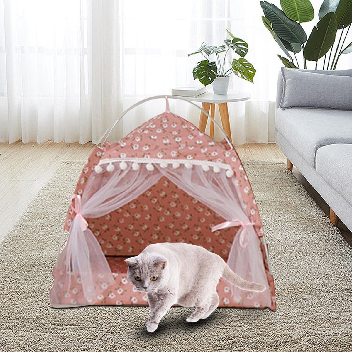 Cat Bed For Indoor Pets, Machine Washable Cat Nest Cage For