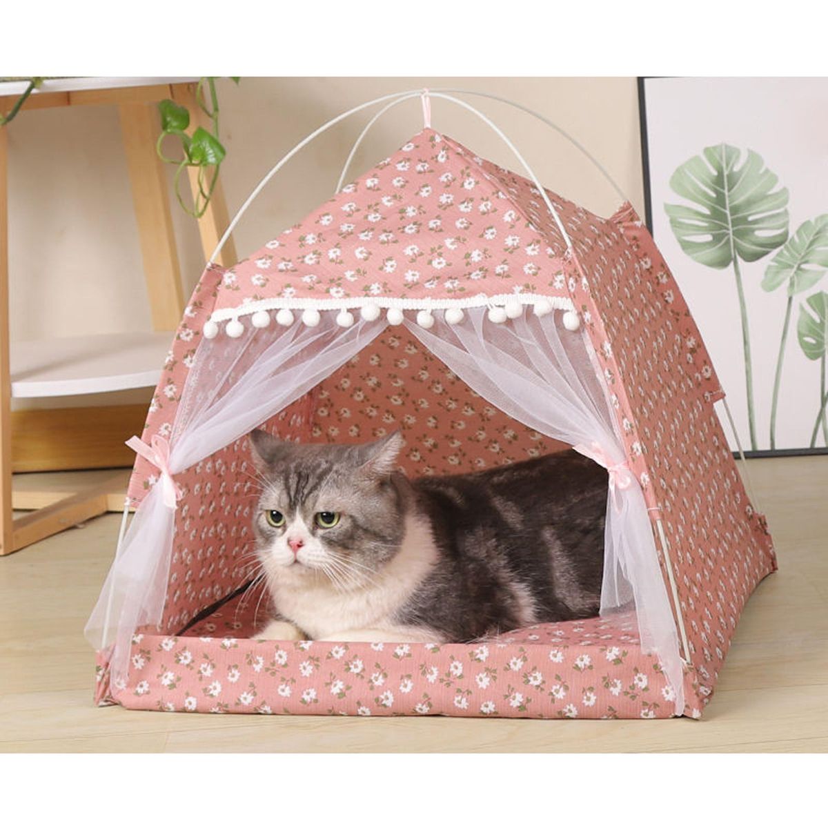 Cat Bed For Indoor Pets, Machine Washable Cat Nest Cage For