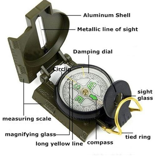 Folding Portable Compass, Accurate Camping Survival Travel Navigation--Green