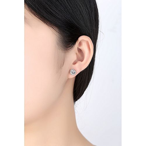 Pair Earrings Studs Fashion Set Of Zircon Jewelry Earrings Plated Gold/Silver Crystal Round Crown
