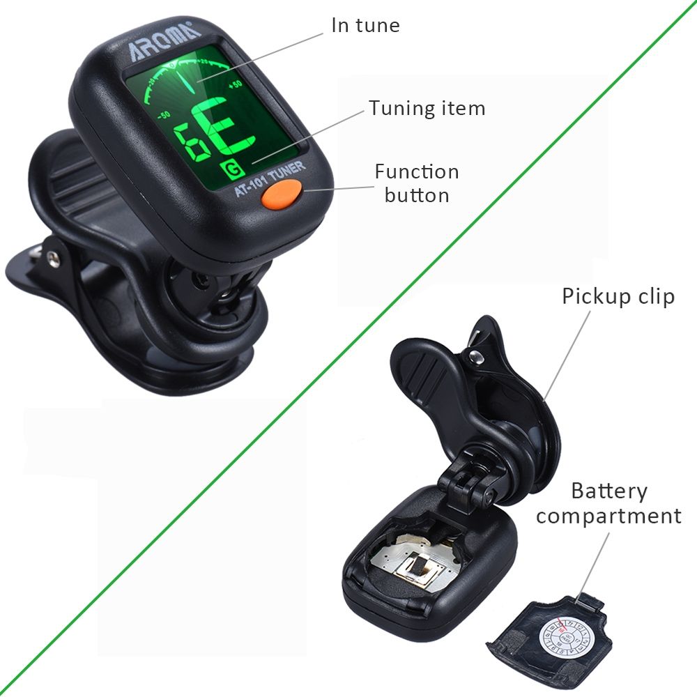 Portable Mini Clip-on Digital Tuner With Foldable Rotating Clip High Sensitivity For Chromatic Guitar Bass Violin Ukulele