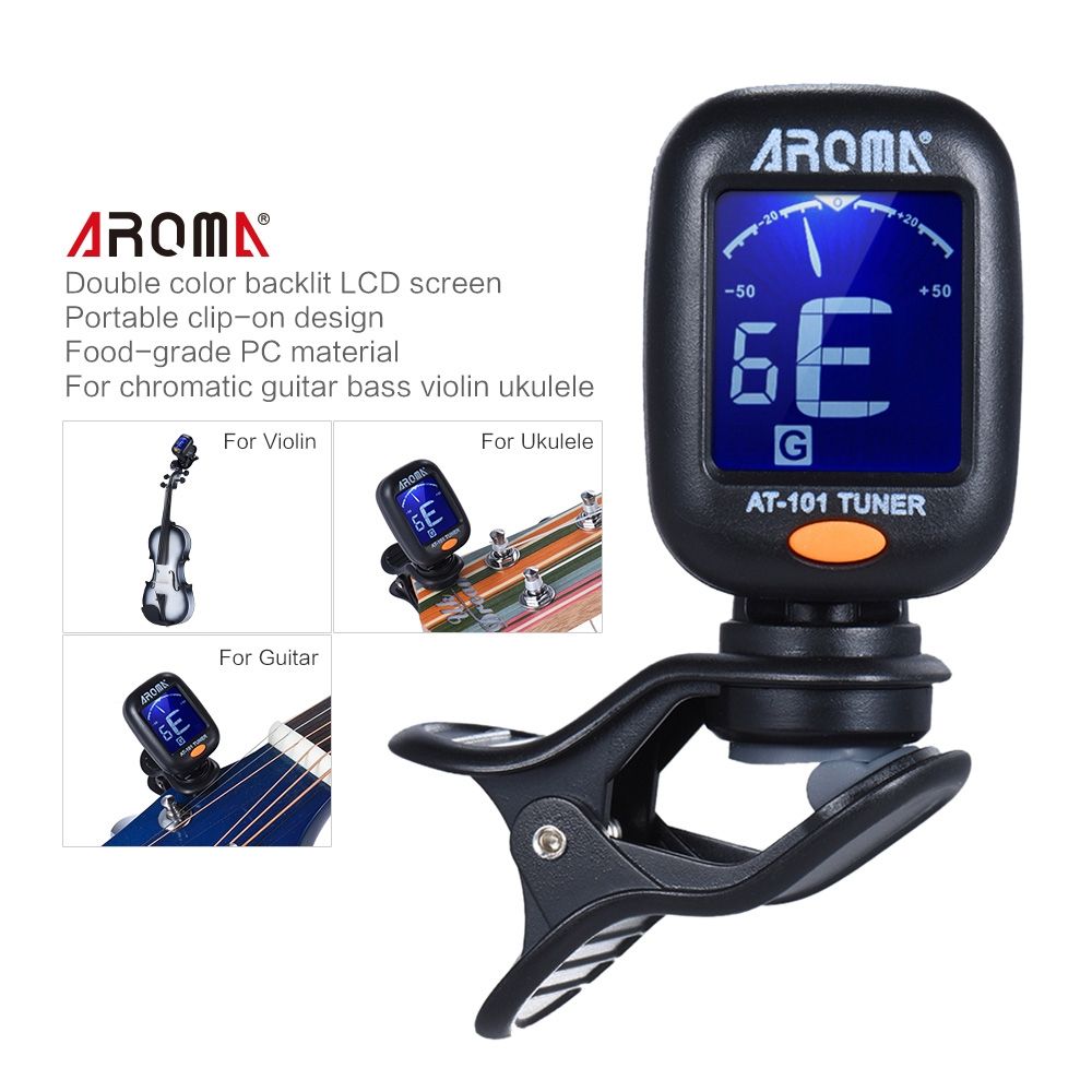 Portable Mini Clip-on Digital Tuner With Foldable Rotating Clip High Sensitivity For Chromatic Guitar Bass Violin Ukulele