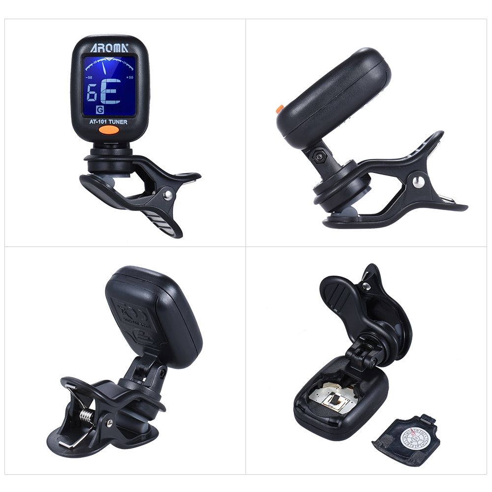 Portable Mini Clip-on Digital Tuner With Foldable Rotating Clip High Sensitivity For Chromatic Guitar Bass Violin Ukulele