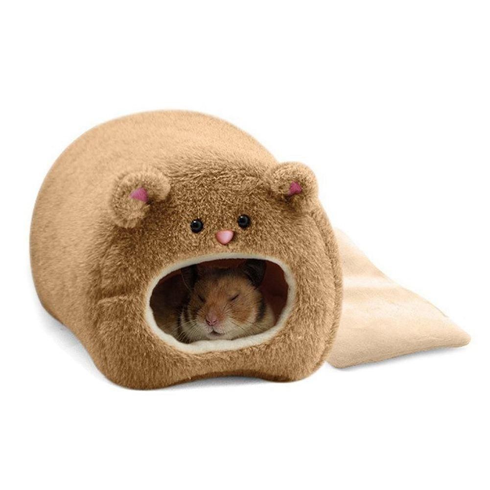Winter Warm Hanging Cage Hammock Cute Bear House with Bed Mat for Small Animals