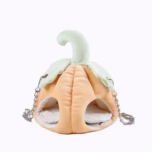Double Hole Design Pumpkin Shaped Hamster House Cage Sugar Glider Squirrel Hanging Hammock Toys Bed Nest Halloween Pet Supplies