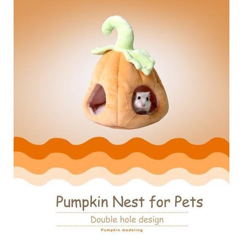 Double Hole Design Pumpkin Shaped Hamster House Cage Sugar Glider Squirrel Hanging Hammock Toys Bed Nest Halloween Pet Supplies
