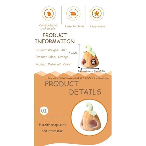 Double Hole Design Pumpkin Shaped Hamster House Cage Sugar Glider Squirrel Hanging Hammock Toys Bed Nest Halloween Pet Supplies