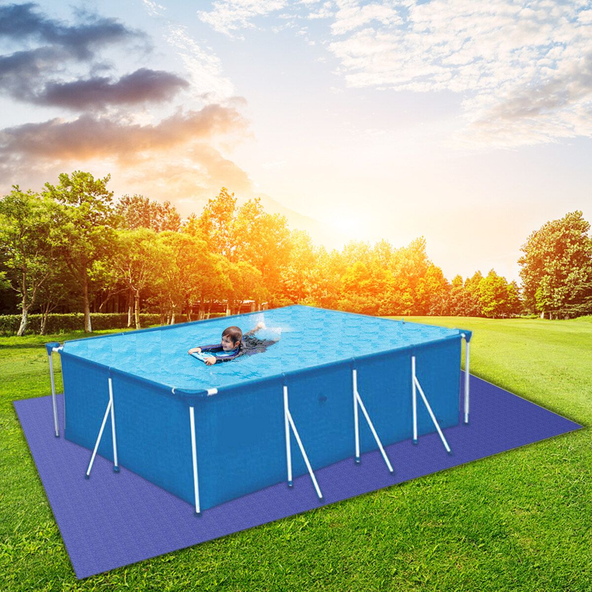 PE Fabric Swimming Pool Rectangular Mat Cover UV-resistant Waterproof Dustproof Durable Anti Dust Rainproof Ground Cloth Garden Home Outdoor,2x3M/2x4M 2Mx4M