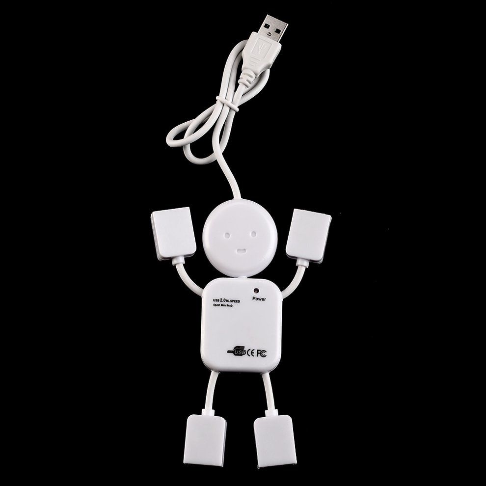 Humanoid 4 Port Hub High-Speed USB 2.0 Splitter  Able Adapter For Laptop P -White