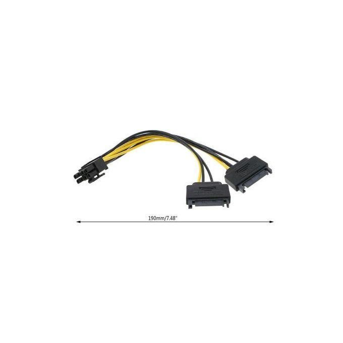 Dual SATA To PCI-E Power Cable 15Pin SATA To 8 Pin / 6 Pin Video Card Power Wire
