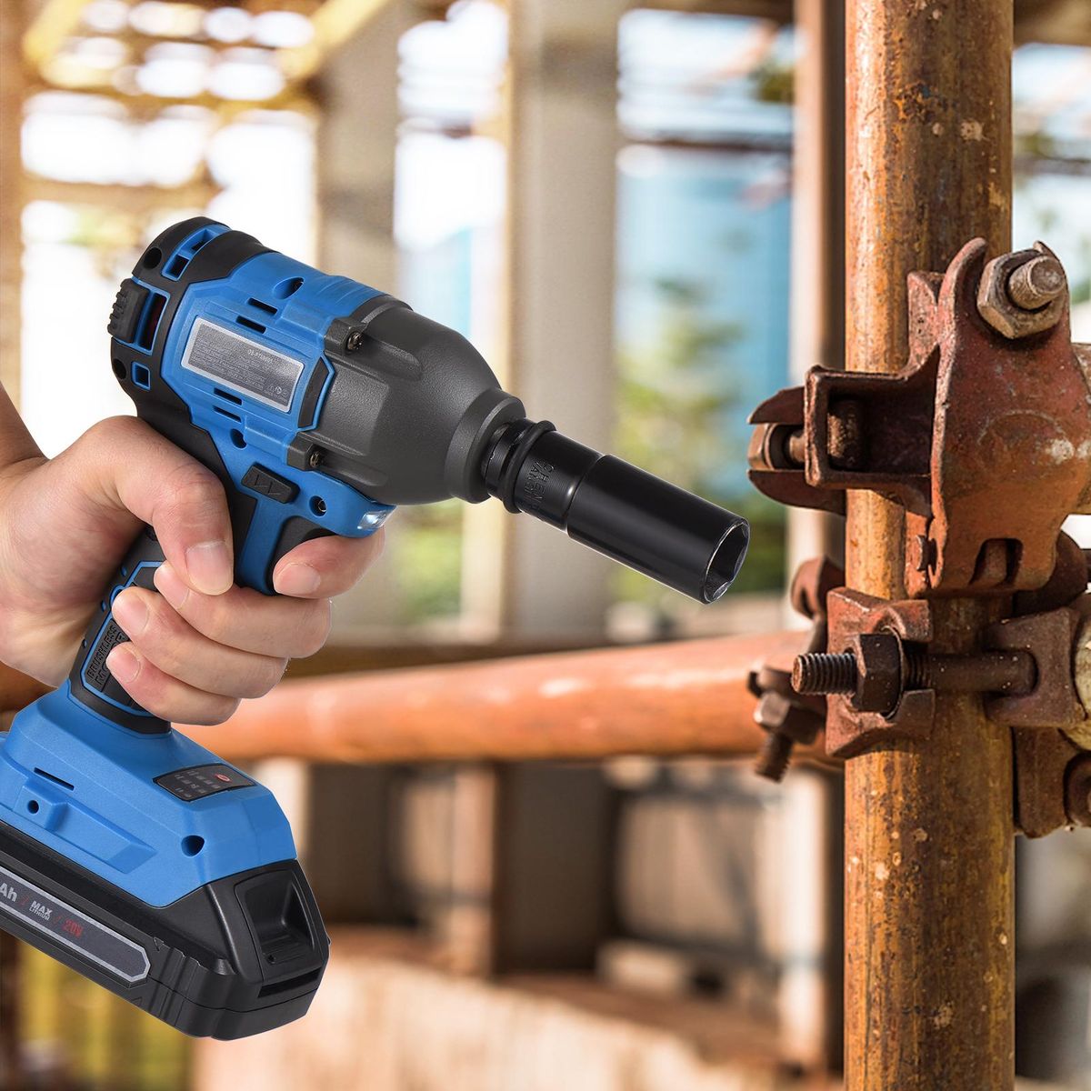 20V Cordless Brushless Impact Wrench with 1/2in Chuck Variable Speed 350N.m Torque Handheld Power Wrench for Removing Nuts Bolts Auto Repair (Sockets, Charger & Battery Not Included)